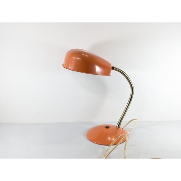 MCM Orange Gooseneck desk lamp, vintage retro home decor - Picture 6 of 10
